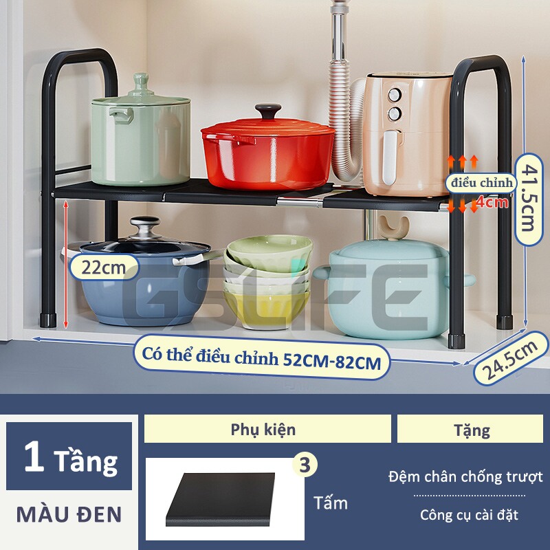 GSlife Kệ Gầm Bồn Rửa Bếp Để Đồ Nhà Bếp 1&2 Tầng Kệ Để Xoong Nồi Gầm Bếp Đa Năng