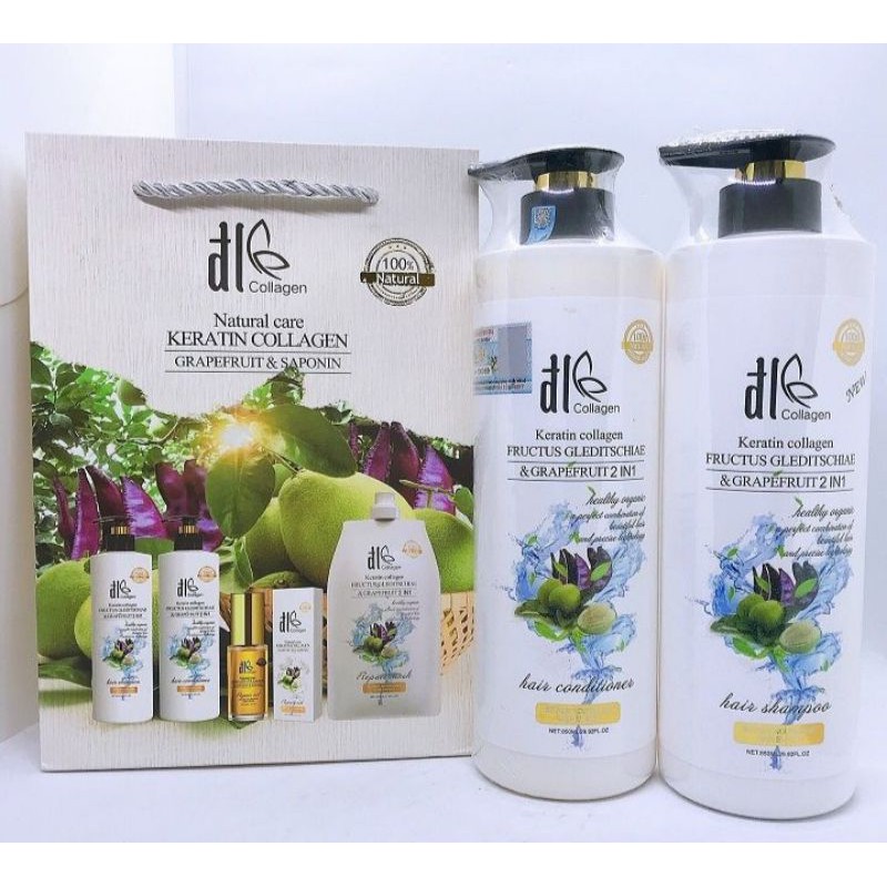 Cặp Dầu Gội Xả Vỏ Bưởi DL Collagen Rụng Tóc
