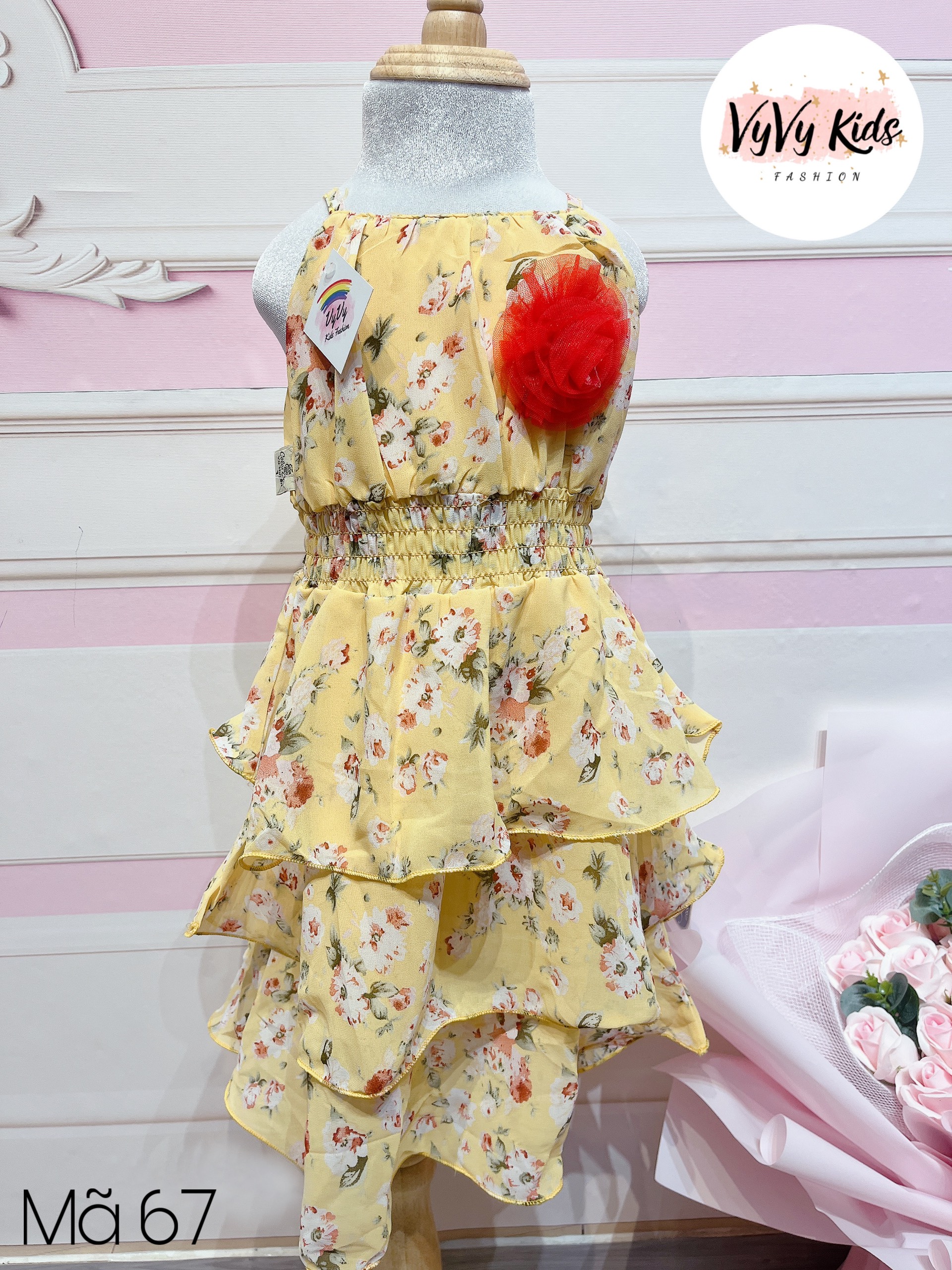 ⚡𝑭𝑹𝑬𝑬 𝑺𝑯𝑰𝑷⚡ Đầm bé gái, váy bé gái hoa nhí phối hoa hồng thời trang, đồ bé gái VyVy Kids Fashion