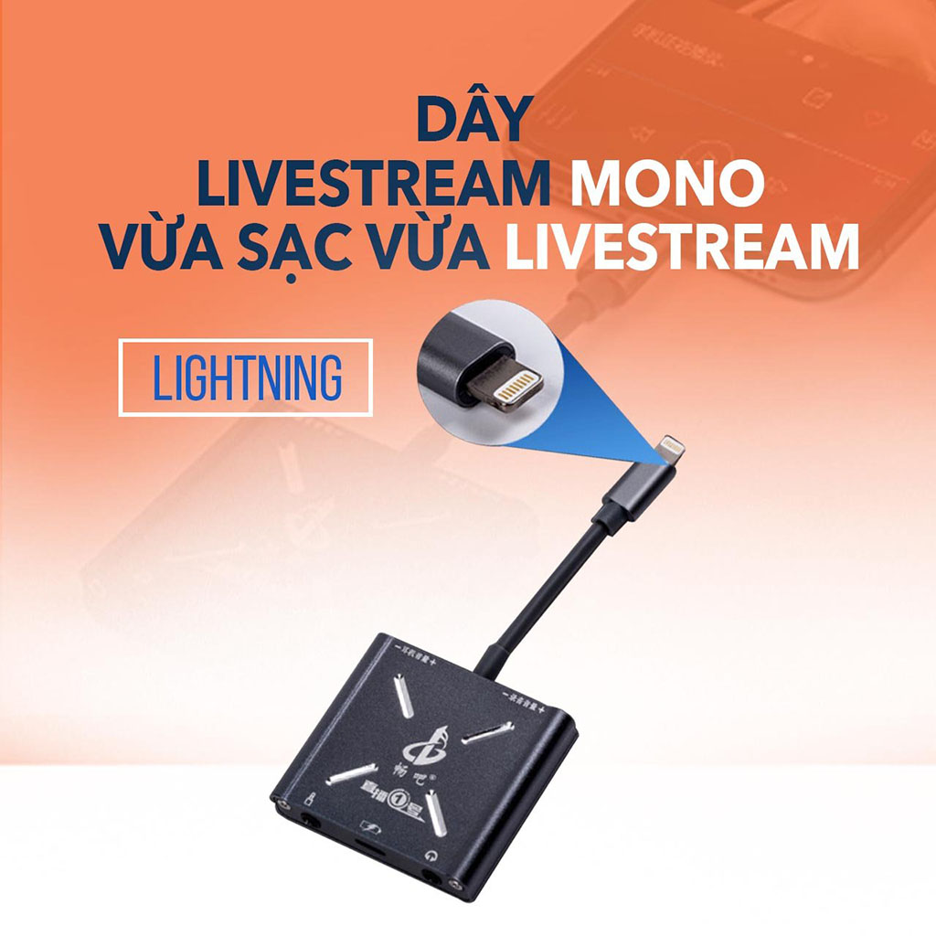 Dây Livestream Stereo Cho Iphone Thế Hệ Mới Của Hãng 3D-AUDIO, Dây Live Vừa Sạc Vừa Live, Box Livestream Cho Âm Mạch Cho Ra Âm Thanh Stereo Như 100% Từ Soundcard Vào Điện Thoại, Điều Chỉnh Được Âm Lượng Ngay Trên Bộ Chuyển Đổi
