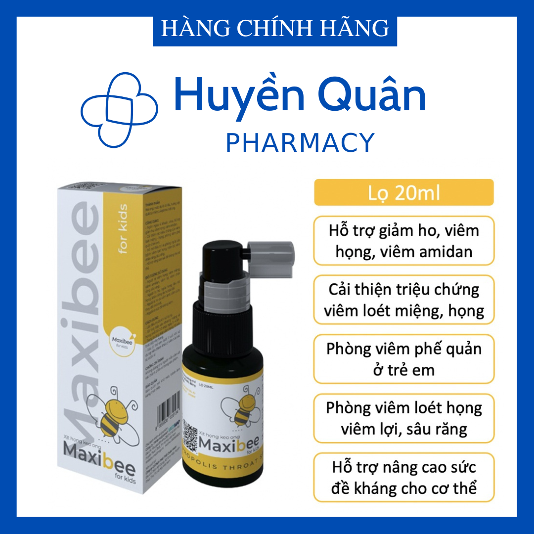 Xịt họng keo ong Maxibee Kids Giảm ho, giảm khò khè, giảm đau họng, tăng miễn dịch cho bé