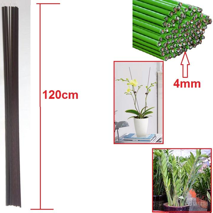 Set 1 kg que thép bọc nhựa màu xanh hoặc màu nâu phi 4mm, dài 120cm