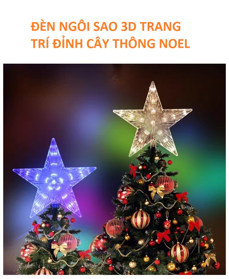 Đèn led ngôi sao 3d trang trí cây thông noel đèn ngôi sao giáng sinh trang trí cây thông siêu đẹp hot 2021