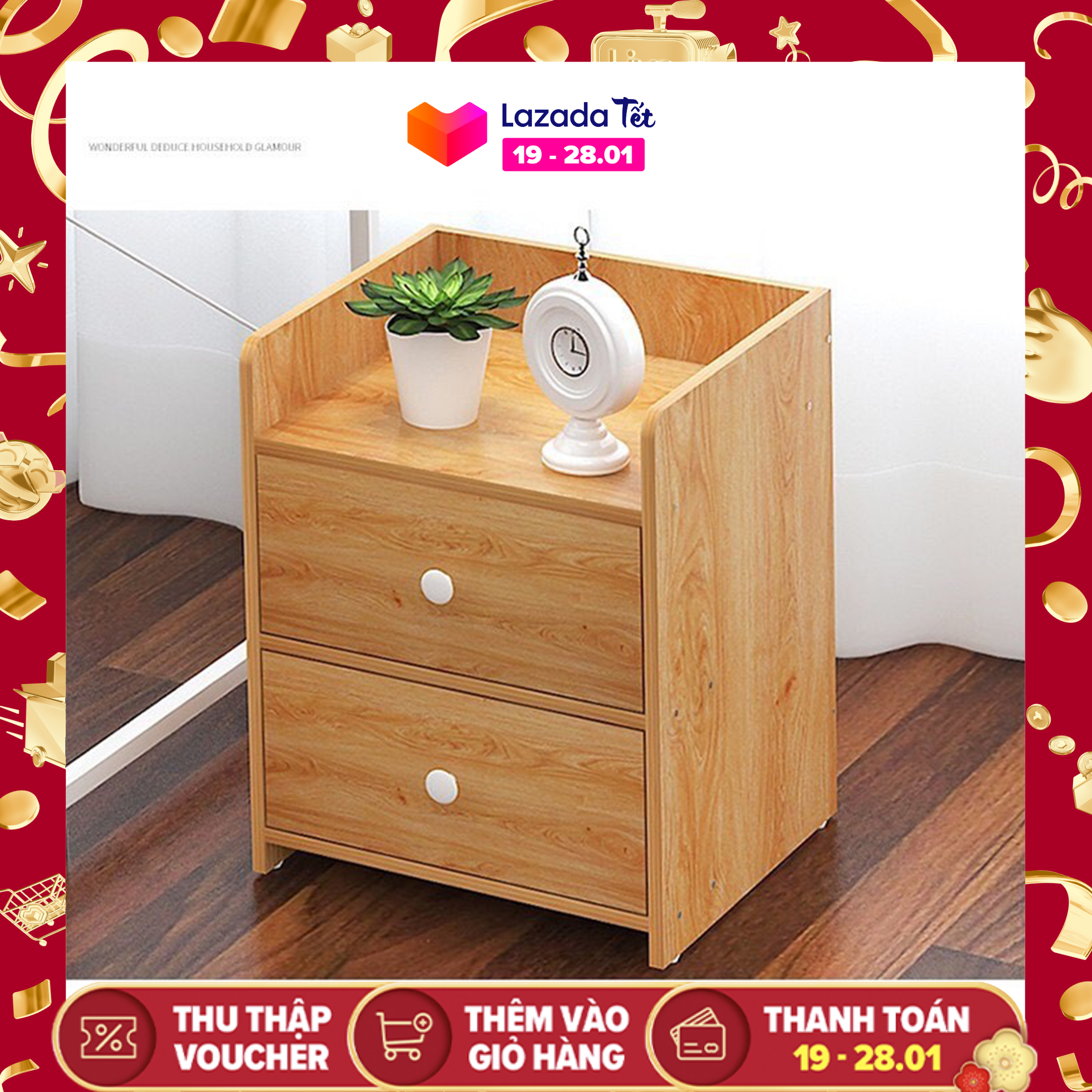 Tủ Đầu Giường - Tab Đầu Giường 2 Tầng, Tủ Đầu Giường Trong Phòng Ngủ Gỗ MDF Lõi Xanh Kháng Ẩm, Thiết Kế Cao Cấp, Hiện Đại, Sang Trọng, Vin Store - Gia dụng giá rẻ