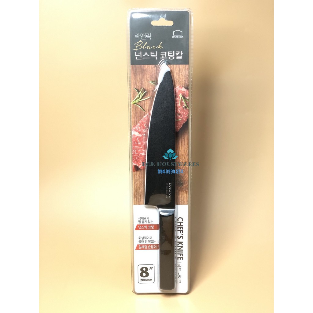 Dao nhà bếp chefs knife dài 330 mm bằng thép không gỉ hiệu lock&lock ckk311 - màu đen