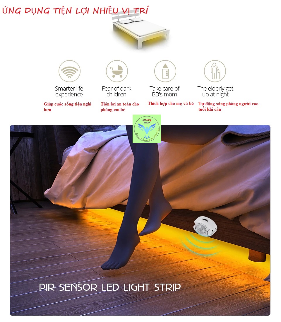 [HCM]Đèn LED cảm ứng tự động sáng khi có người  dễ dàng lắp đặt phòng ngủ  lối đi cầu thang  tủ bếp  tiết kiệm điện