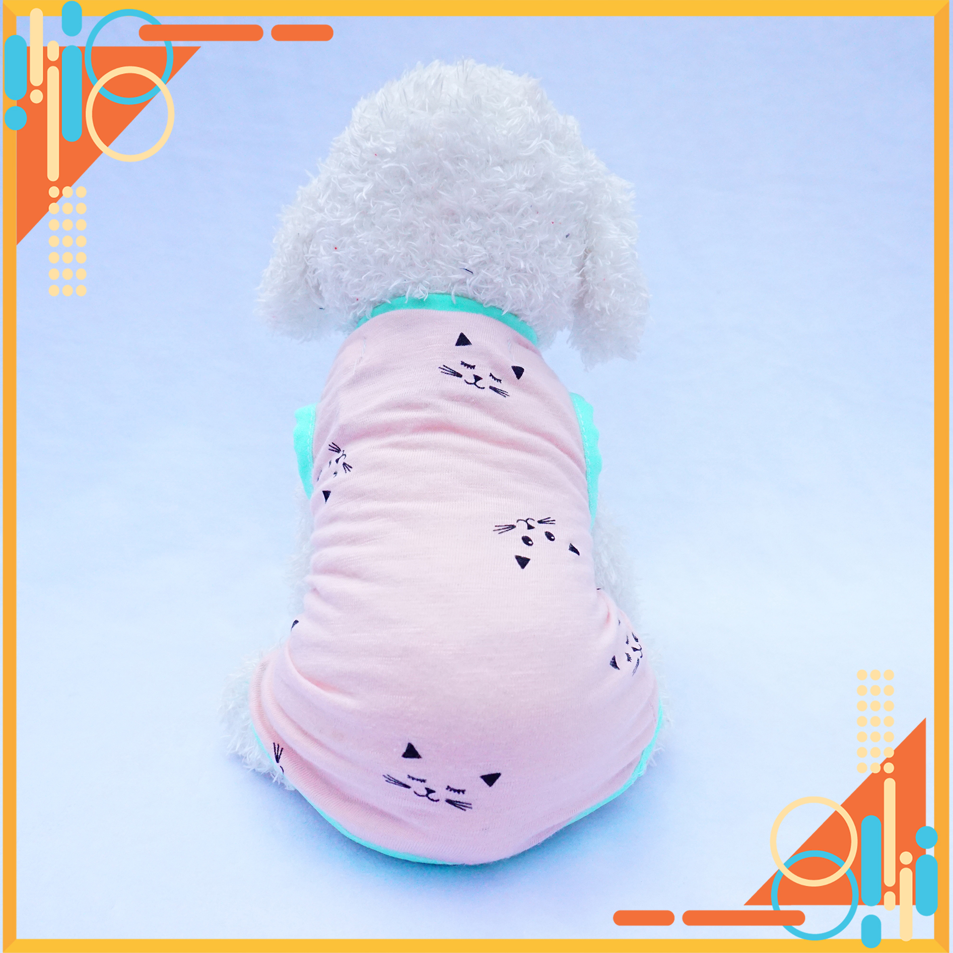 Áo cho thú cưng, áo 3 lỗ cotton họa tiết mèo pd014