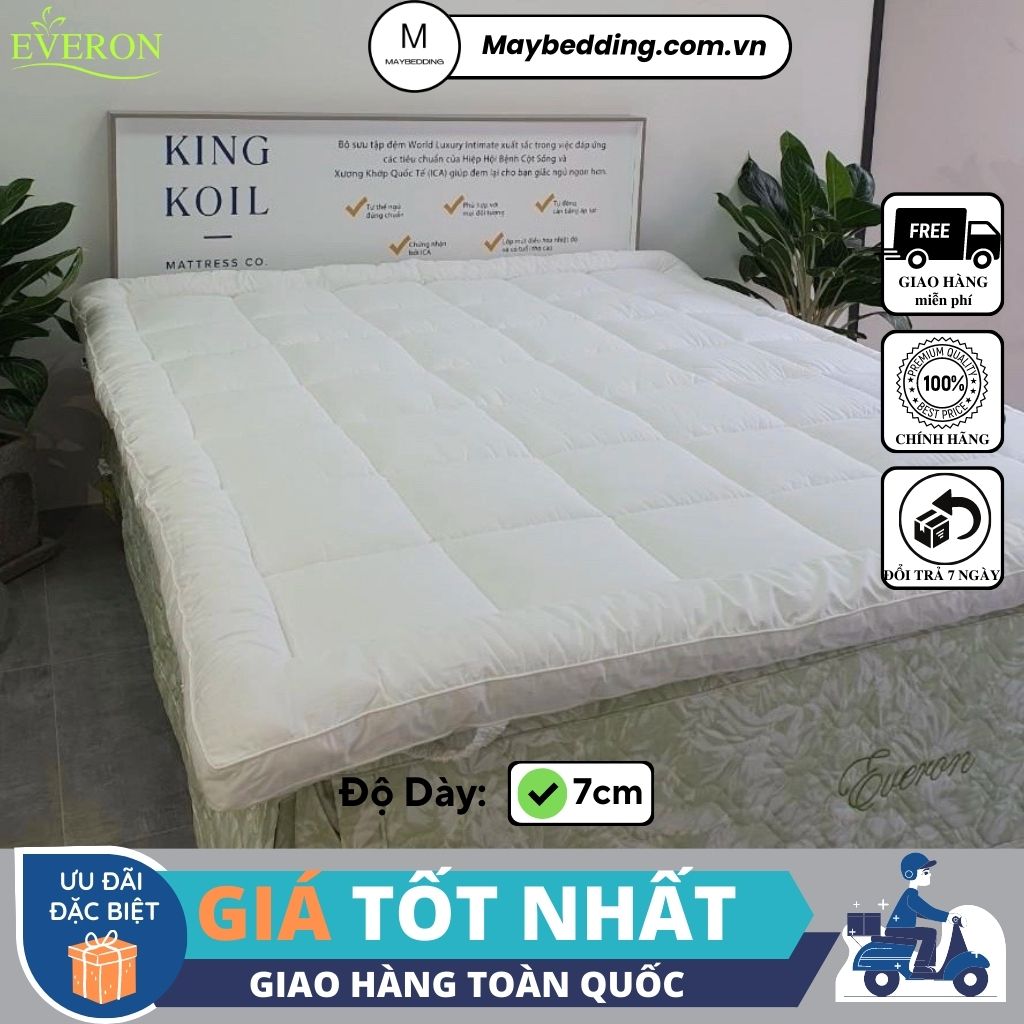 Topper everon white dày 7cm, nhiều kích thước - hàng chính hãng