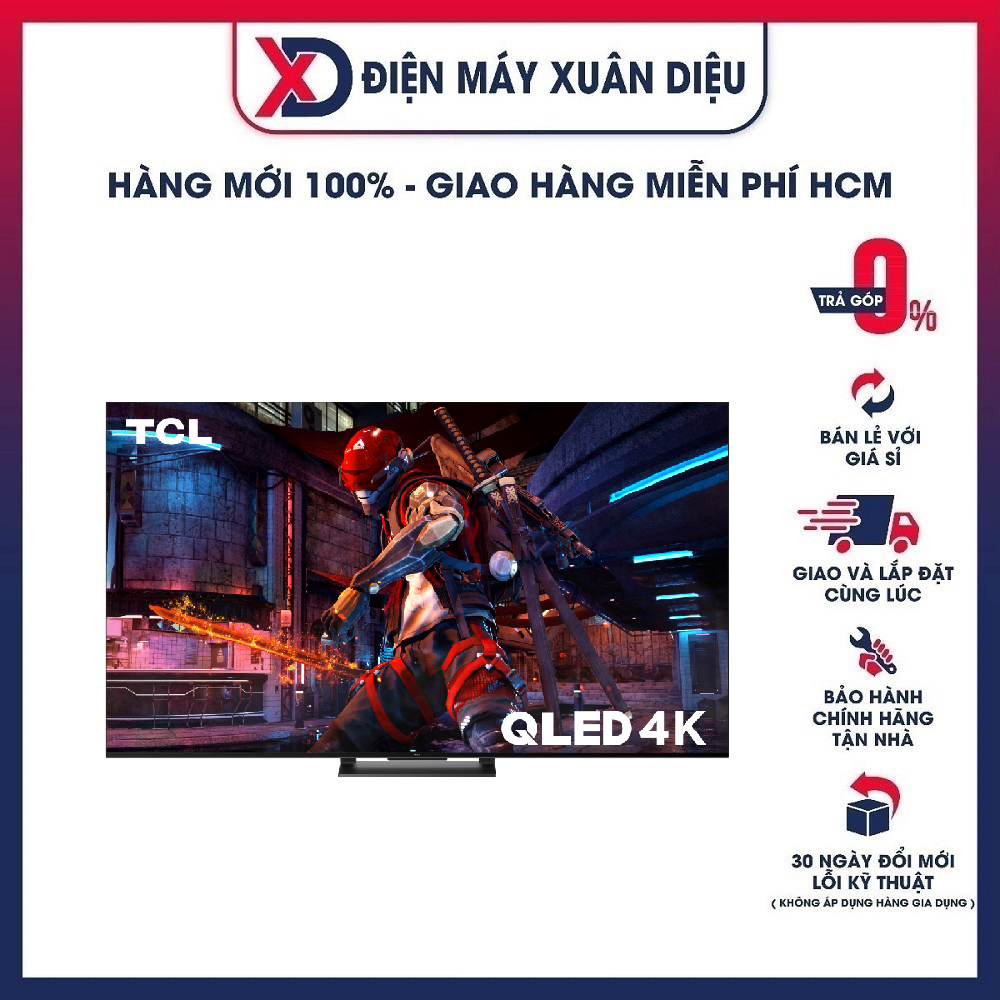 Google Tivi QLED TCL 4K 55 inch 55C745 - Micro tích hợp trên TV điều khiển giọng nói rảnh tay Gọi video qua Google Duo (mua thêm camera)