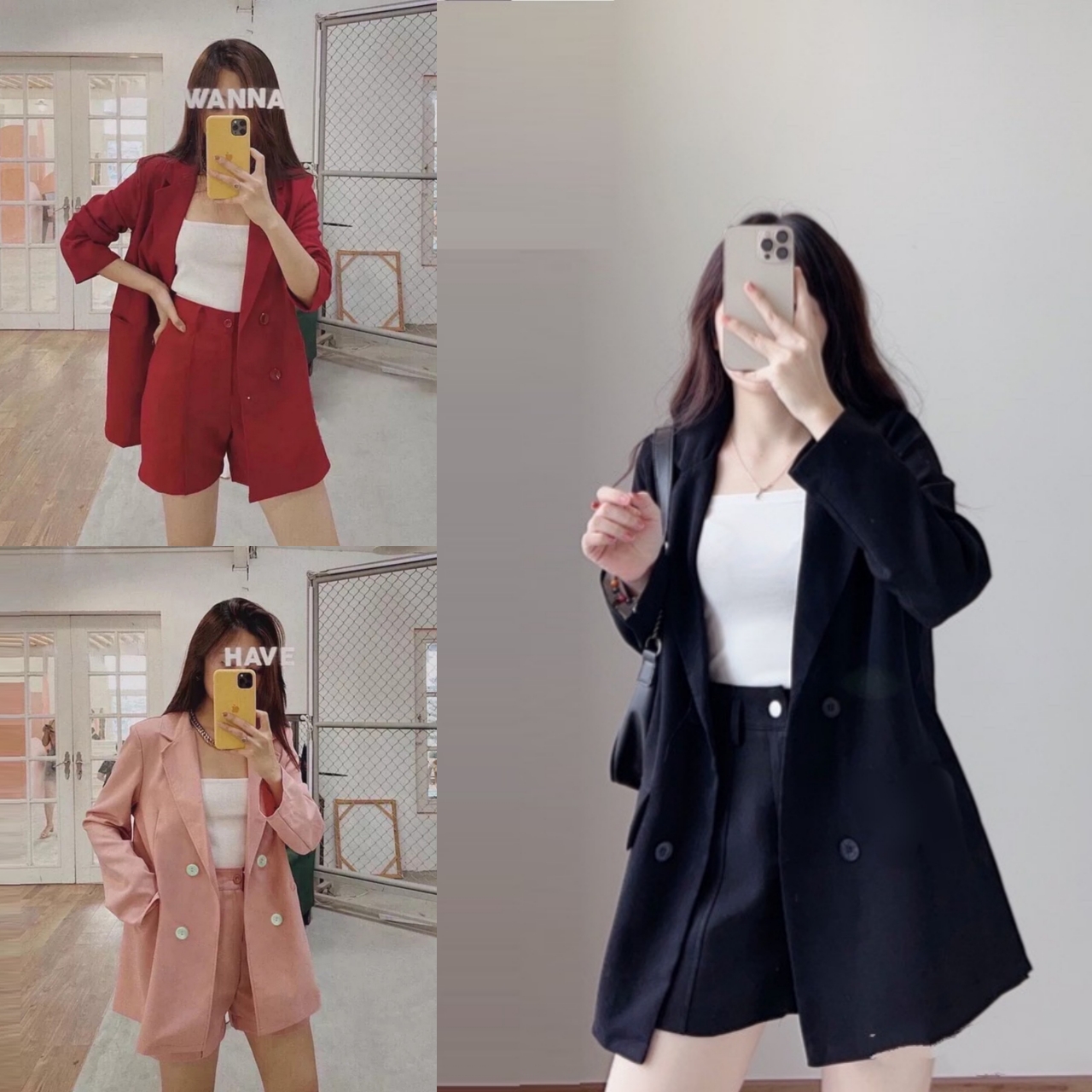 Vest Nữ Áo Khoác Blazer - Quần Ngắn Kèm Áo Thun K07