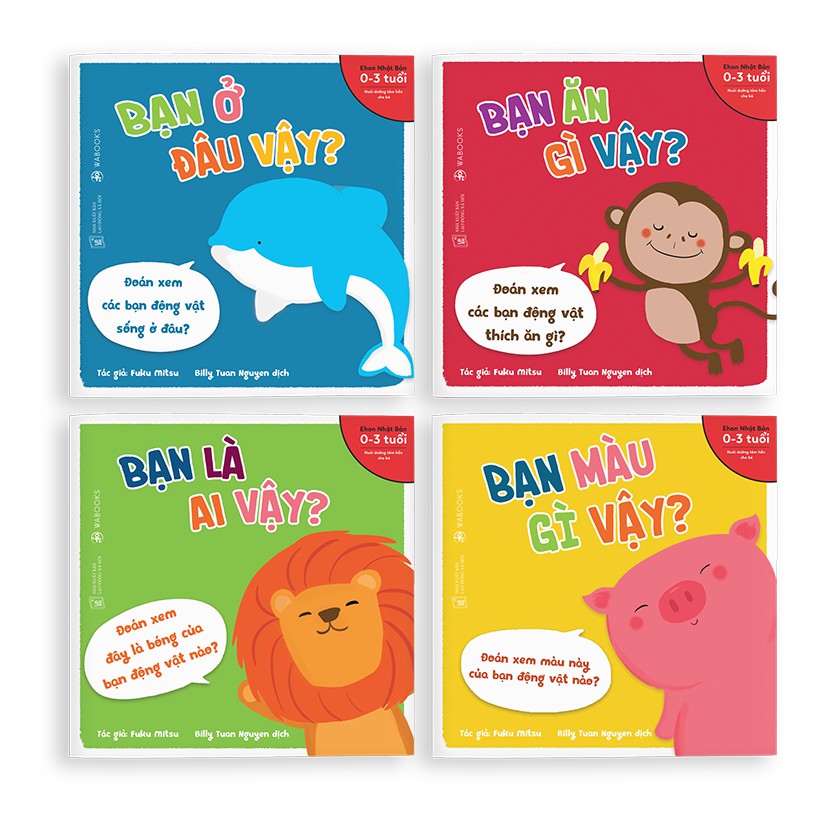 Sách ehon - bạn là ai vậy - combo 4 cuốn ehon nhật bản dành cho bé 0 - 3 tuổi