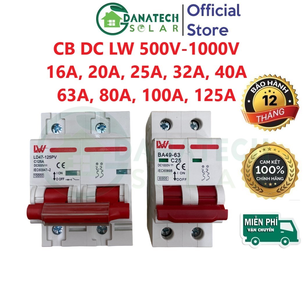 CB DC chuyên dụng chính hãng LW FEEO 16A đến 125A | Bảo vệ quá tải ngắn mạch cho năng lượng mặt trời