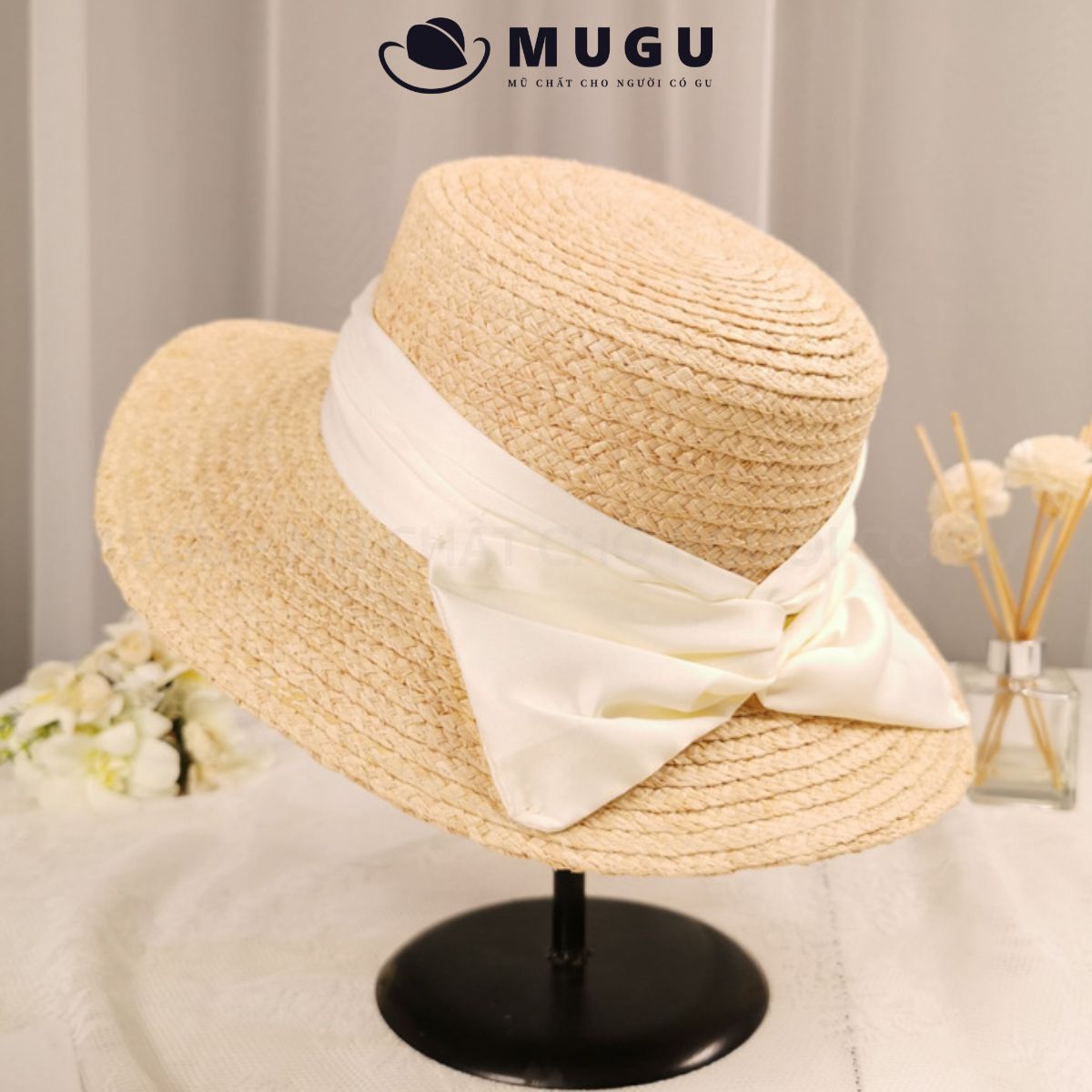 Mũ cói đi biển mc34 chất liệu cọ raffia năng động - mũ cói rộng vành cá tính thời trang | mugu