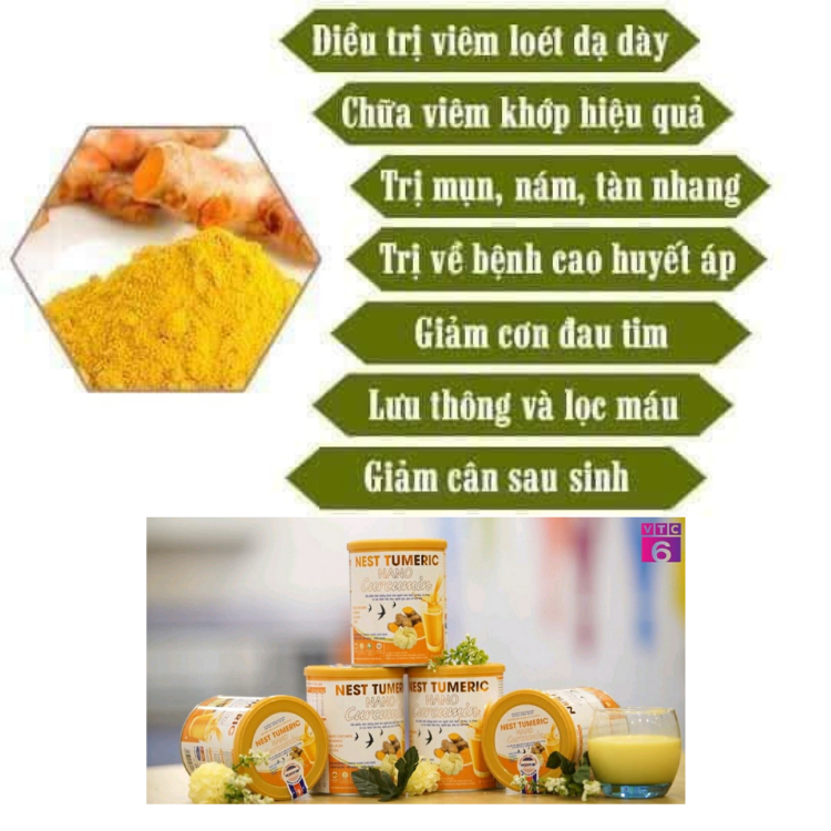 Sữa nghệ Nest tumeric NaNo Curcumin hỗ trợ giảm viêm loét dạ dày đại tràng