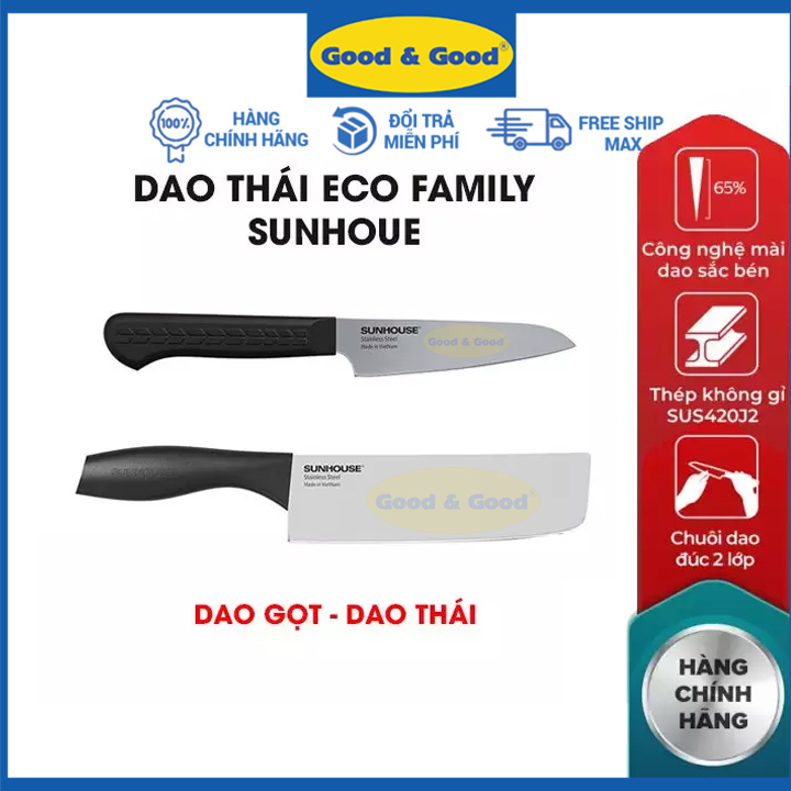 Bộ dao làm bếp SUNHOUSE dao bếp nhật cao cấp dao gọt hoa quả dao thái lưỡi dao cứng cáp siêu bền làm từ thép không gỉ SUS420J2