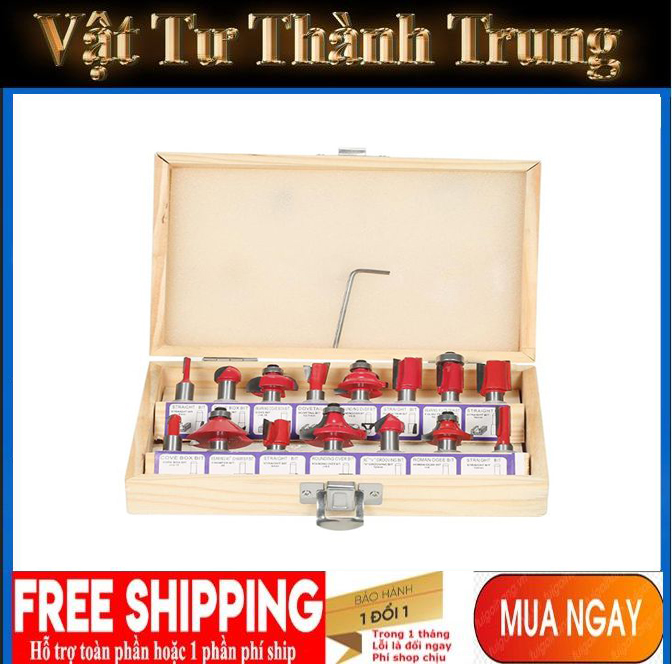 Bộ mũi phay gỗ,mũi soi gỗ 12.7mm 15 món-lưỡi phay gỗ