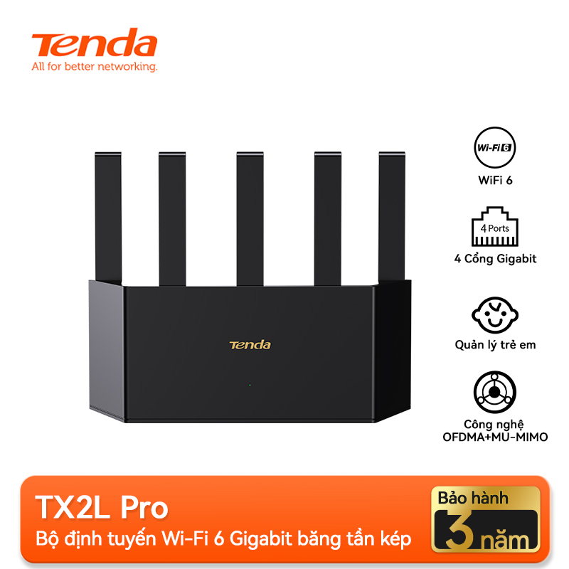 Bộ Phát WiFi Tenda TX2L Pro/TX12L Pro Chuẩn WiFi 6 AX1500/AX3000Mbps hỗ trợ EasyMesh- Hàng Chính Hãng