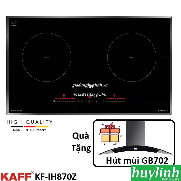 Bếp từ đôi kaff kf-ih870z - made in germany - tặng hút mùi kaff gb702