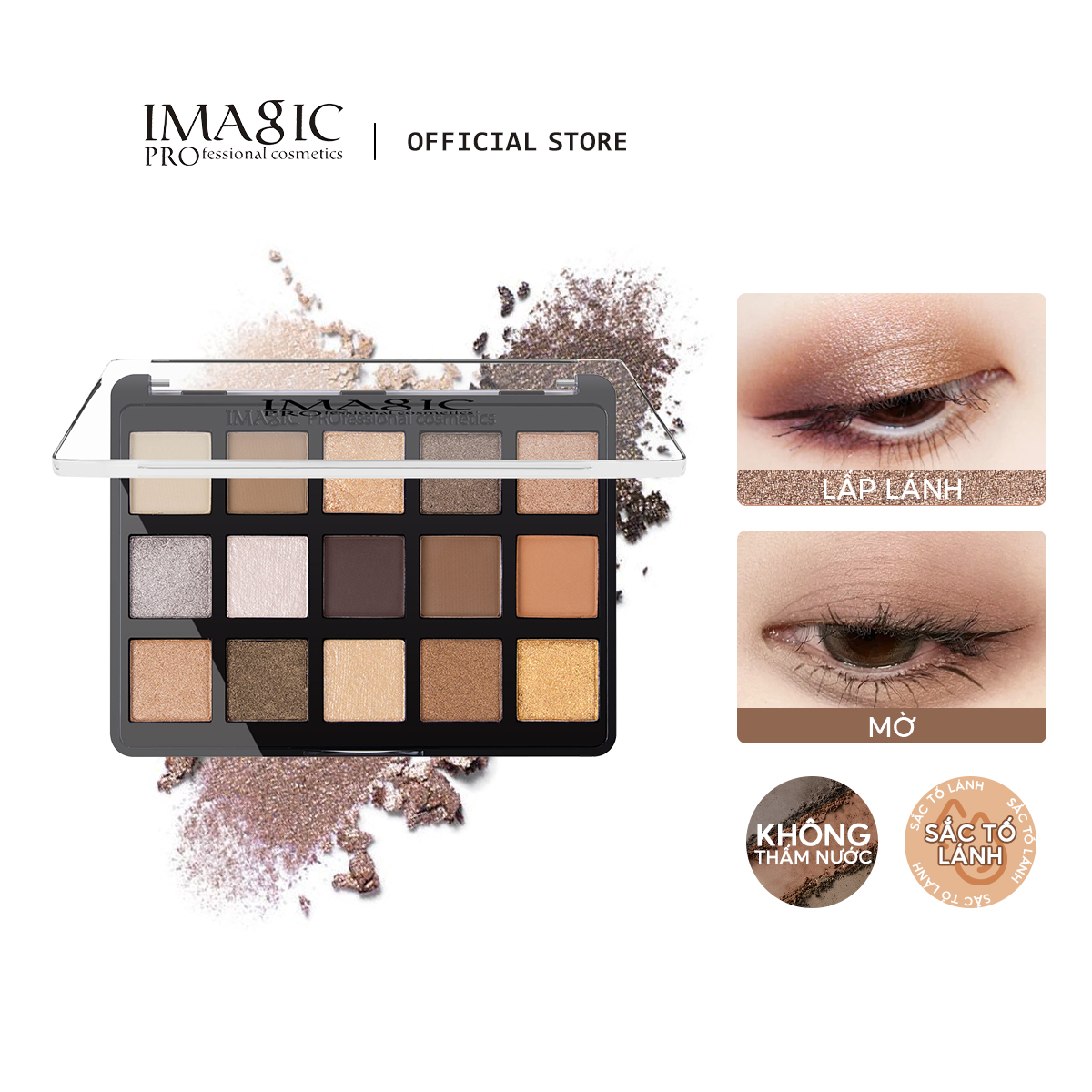 IMAGIC 15 Color Eyeshadow Matte Shimmer Eyeshadow Eye Long Lasting Eye Makeup High Pigmented