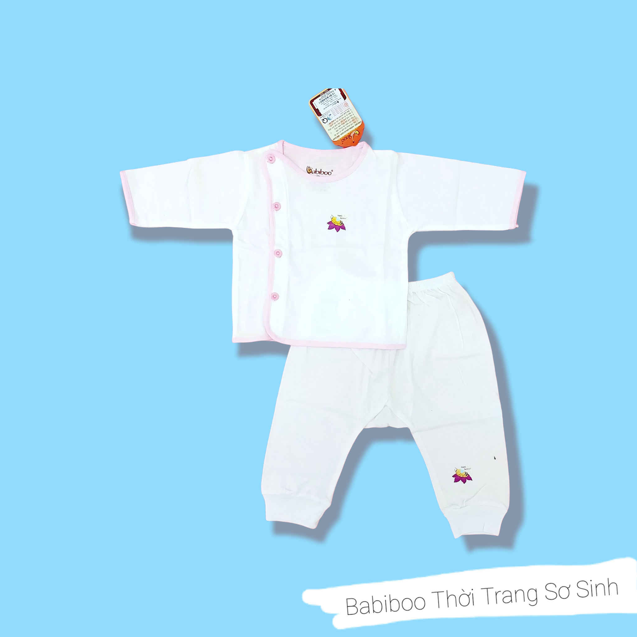 Bộ cotton sơ sinh dài tay cho bé BABIBOO - BBC27