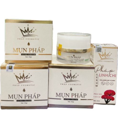 Kem face mụn Pháp Cosmetics chính hãng tặng serum Linh Chi