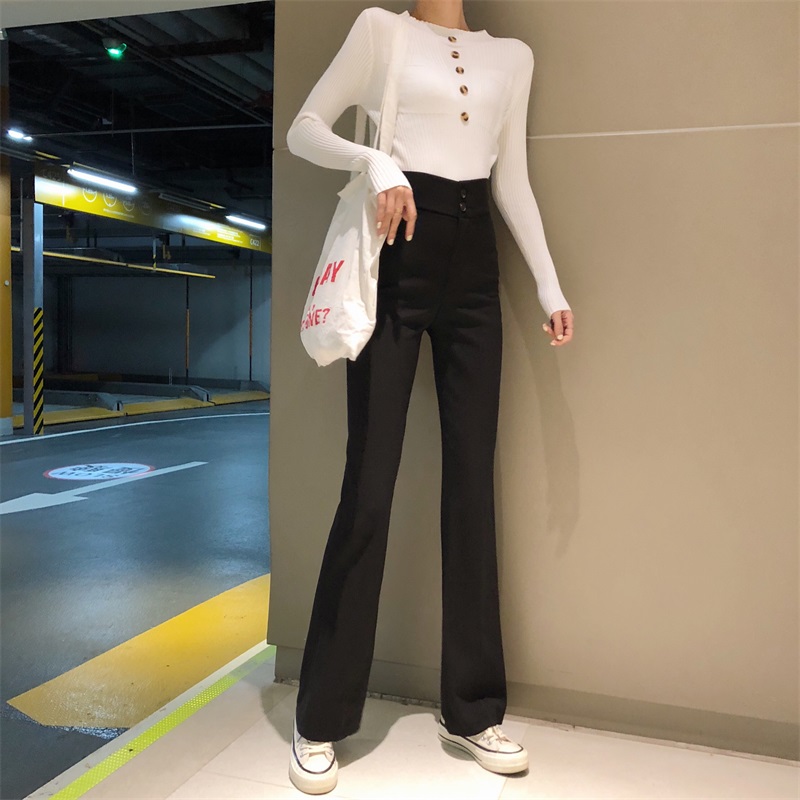 Quần tây nữ, quân ống loe công sở cạp cao 2 khuy nữ