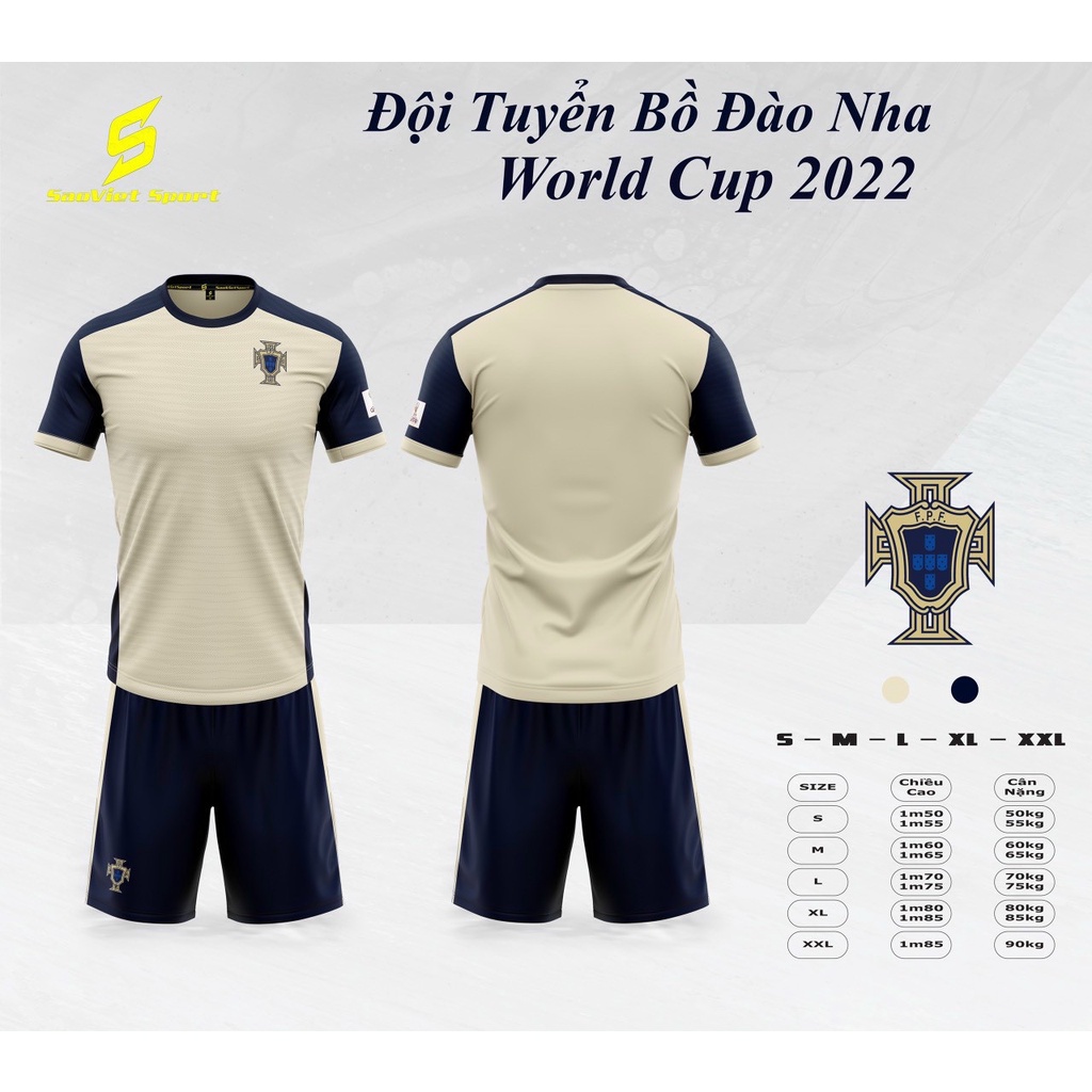 Bộ Đồ Đá Banh Đội Tuyển Bồ đào nha màu trắng Worcup