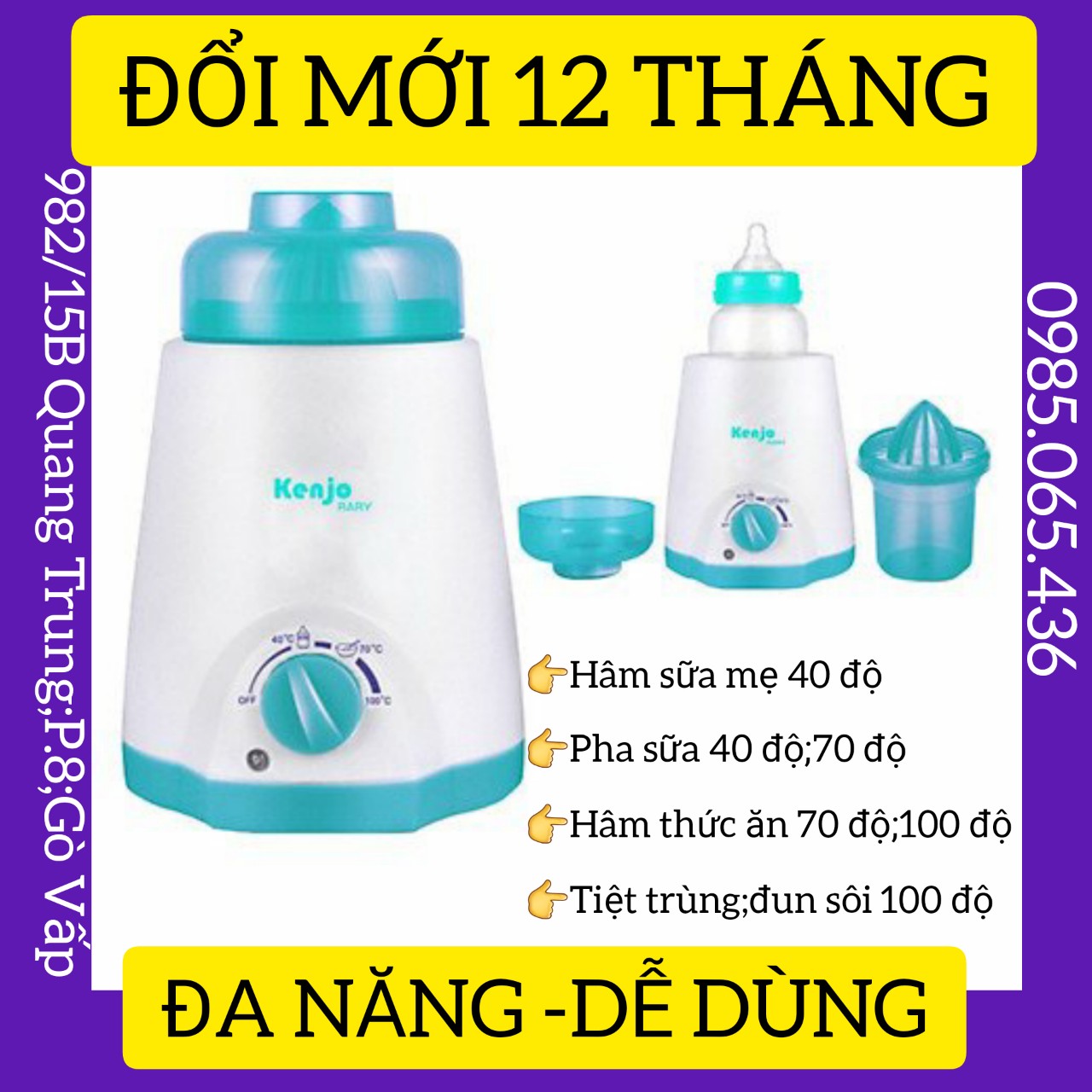 [Xài Là Ưng]Máy Hâm Sữa Và Thức Ăn KENJO (Dễ Xài,Bền &Nhanh)
