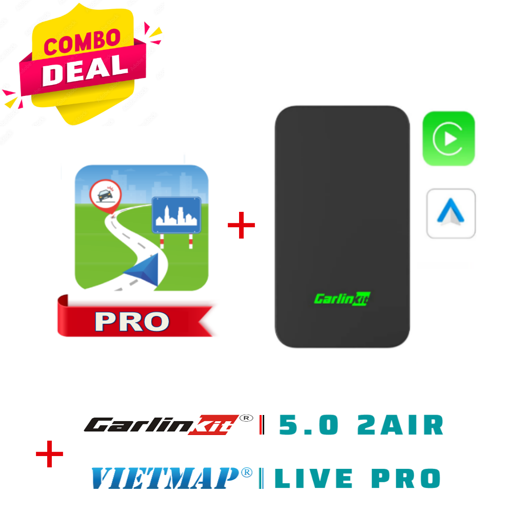   Carlinkit 5.0  Bộ chuyển đổi kết nối Apple Carplay + Android Auto có dây thành không dây cho xe ô tô + Vietmap Live 