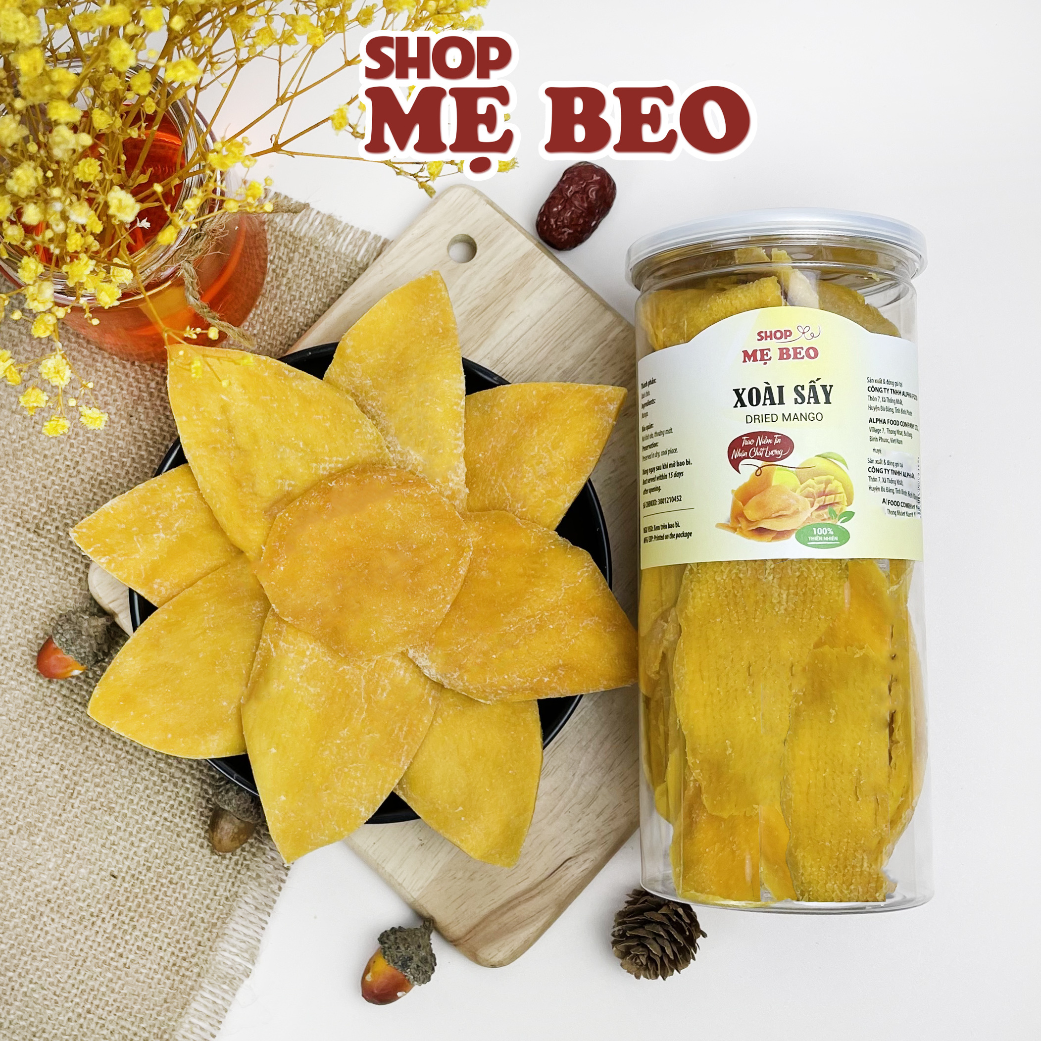 500Gr Xoài Sấy Dẻo Đà Lạt Nguyên Miếng ngon ngọt hộp