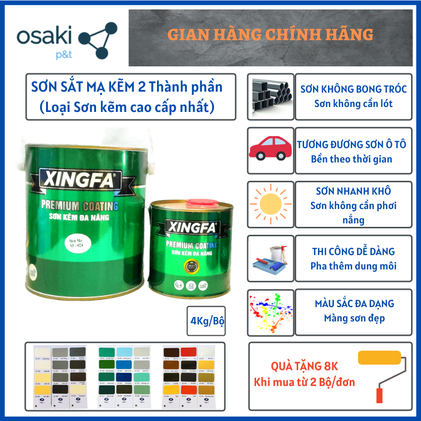 SƠN SẮT MẠ KẼM 2K - 2 THÀNH PHẦN (4 Kg/Bộ) - XINGFA