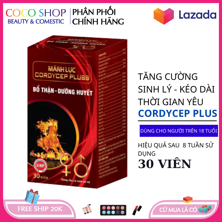 Tăng cường sinh lý nam giới Cordycep plus giảm xuất tinh sớm kéo dài quan hệhộp 30 viên