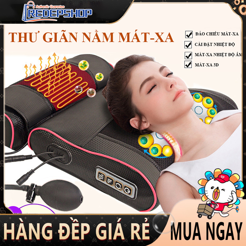 [HCM]Gối massage máy mát-xa cổ vai gáy mát xa eo hông 20 đầu massage đa chức năng xoa bóp thư giãn ( có túi khí ) màu đen