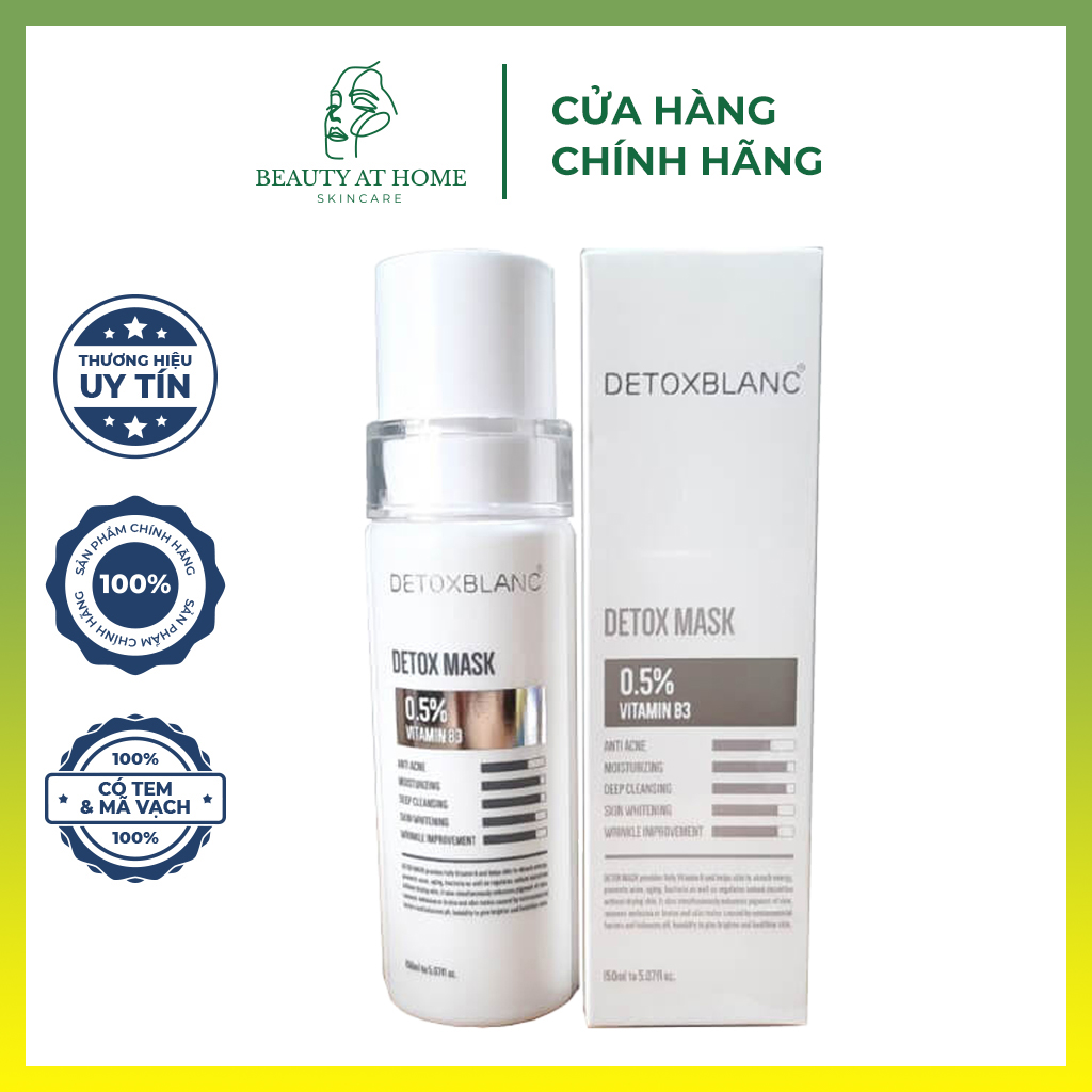 Mặt nạ thải độc trắng da than hoạt tính Detox Mask hút dầu thừa bụi bẩn Detox BlanC 150ml