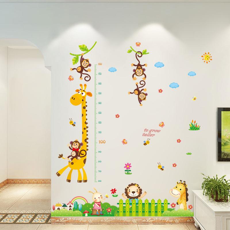 Decal dán tường Thước đo chiều cao hươu vàng- T30-kiddecals