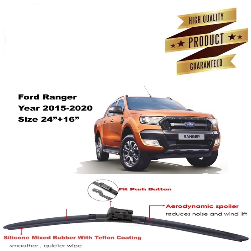 Combo 2 cần gạt mưa Silicone lưỡi gạt ô tô  cần gạt nước siêu bền dùng cho ford Ranger , Ford everest, BT50