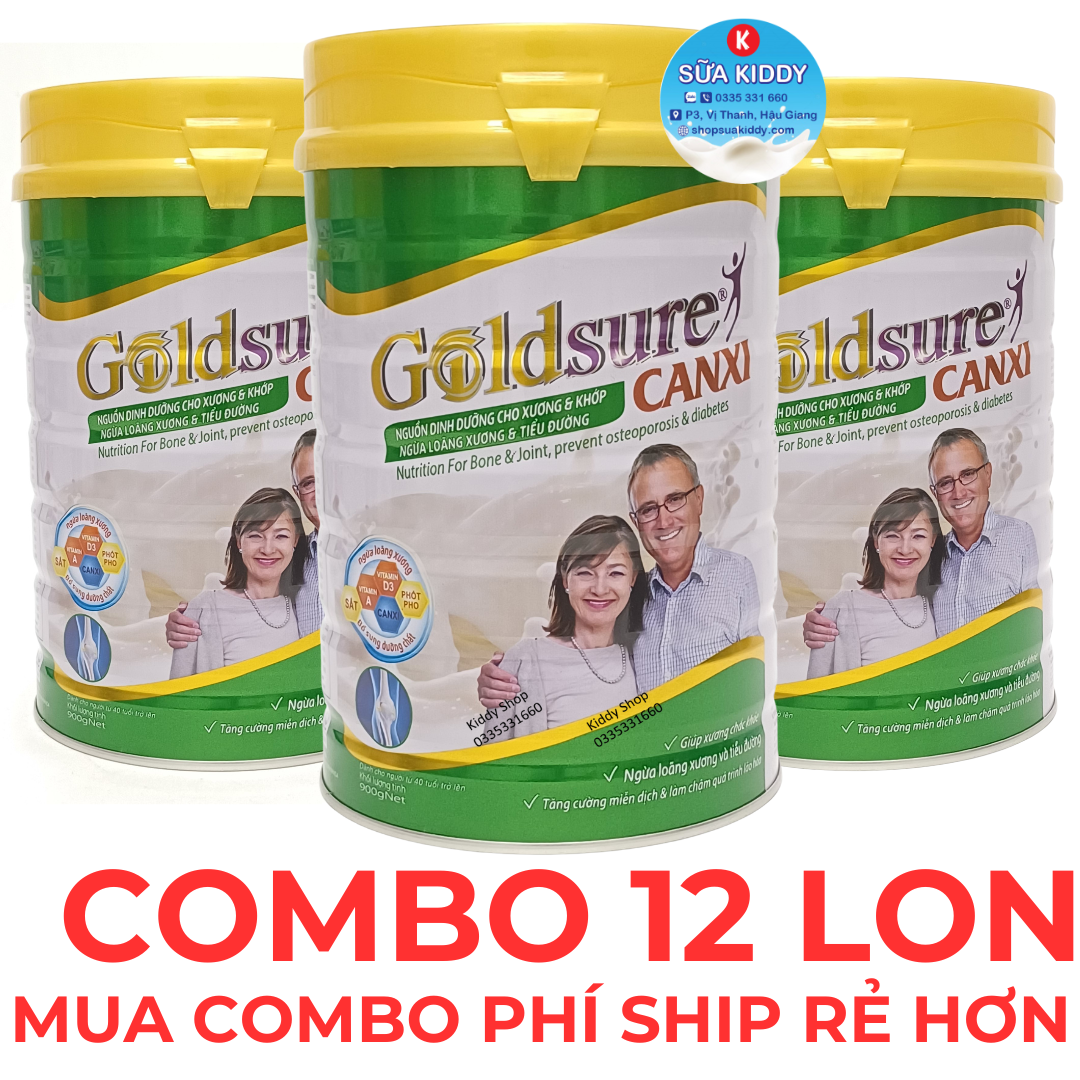 Combo 12 lon Sữa Canxi GOLDSURE CANXI NC 900G cho người già, ngừa loãng xương, tiểu đường (cam kết chính hãng, date mới)