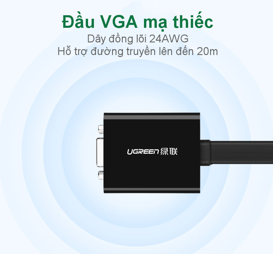 Bộ chuyển đổi (adaptor) DVI 24+1 sang VGA 30cm UGREEN MM108 40387 Bộ chuyển đổi (adaptor) DVI 24+1 sang VGA 30cm UGREEN MM108 40387