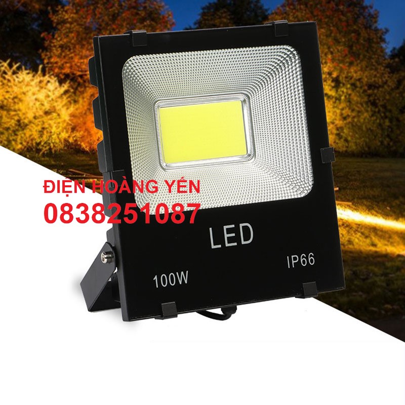 Đèn pha led cob 50w 100w đủ công suất chống nước ip66 sáng trắng/vàng - bảo hành 24 tháng