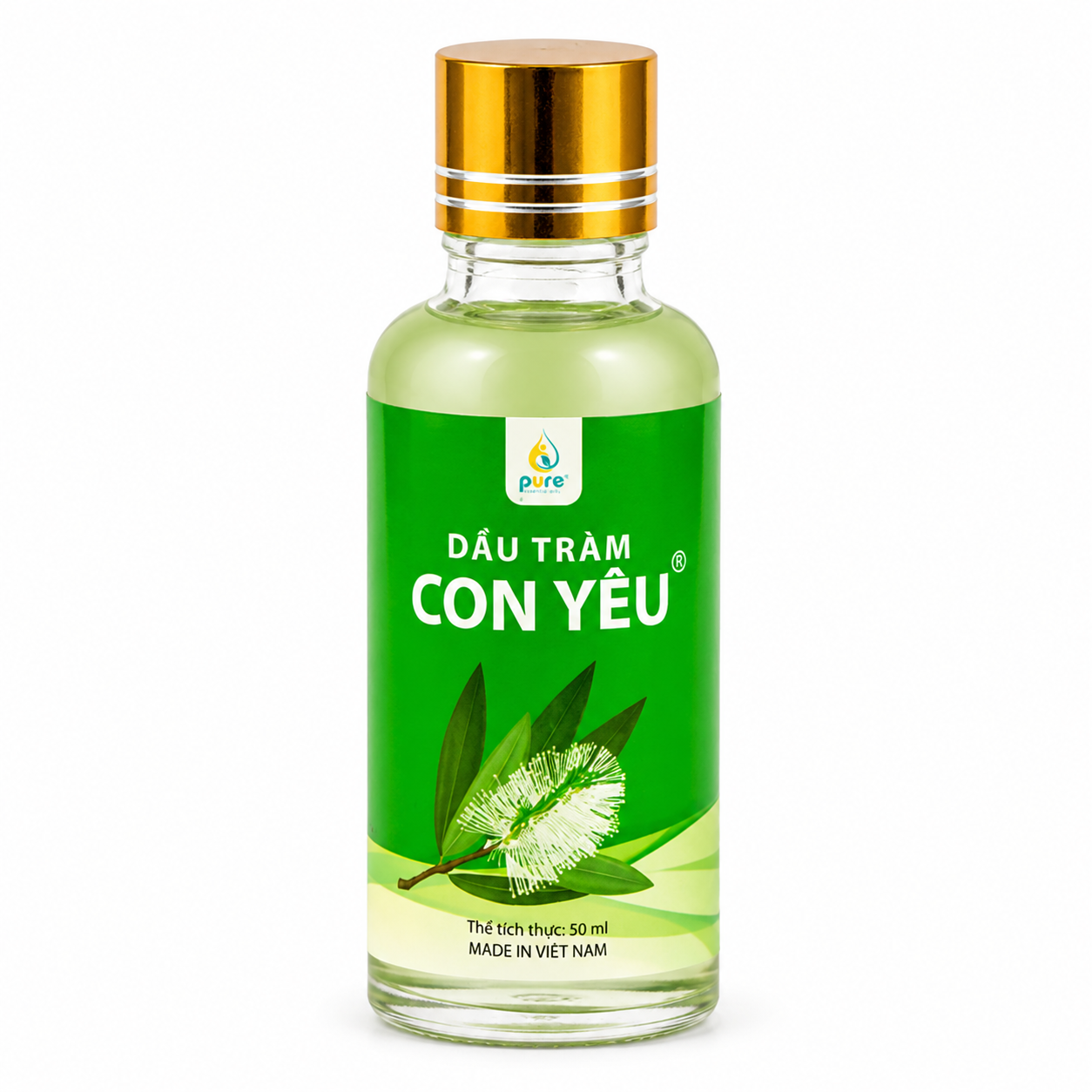 Dầu Tràm Con Yêu - 100% lá tràm - Giúp làm ấm người, phòng cảm lạnh - Chống say tàu xe, giảm đau đầu, buồn nôn - Tinh dầu thiên nhiên, an toàn cho sức khỏe gia đình - 50ml