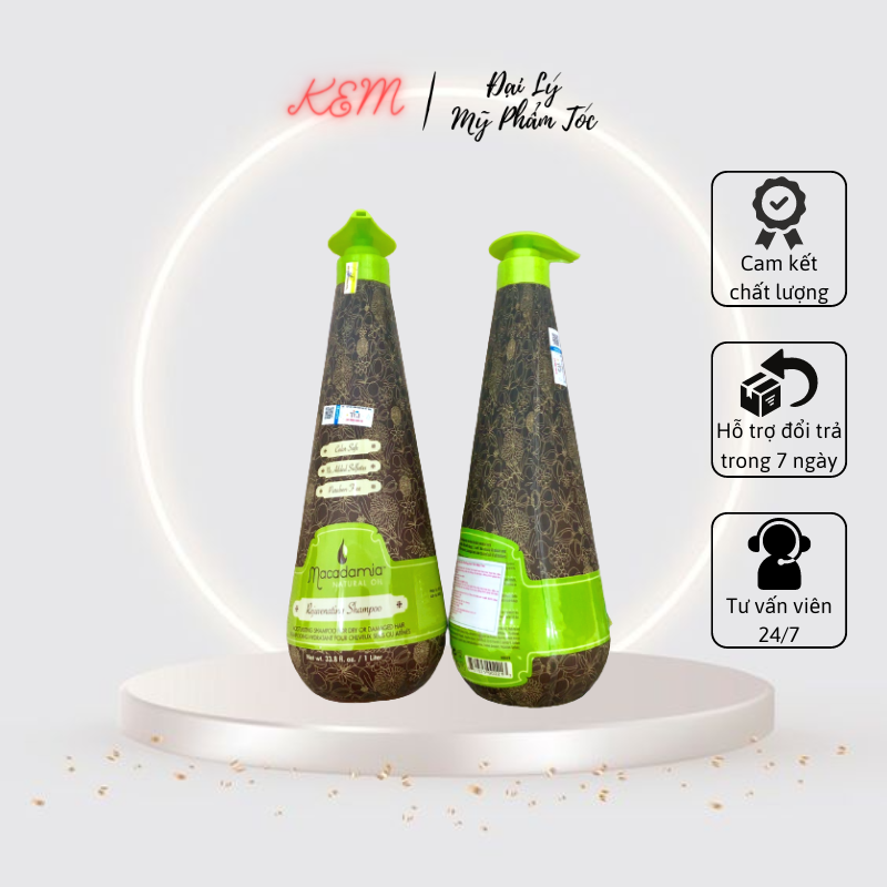Cặp dầu gội xả macadamia trẻ hóa tóc siêu mượt, phục hồi hư tổn 1000ml x2 chính hãng