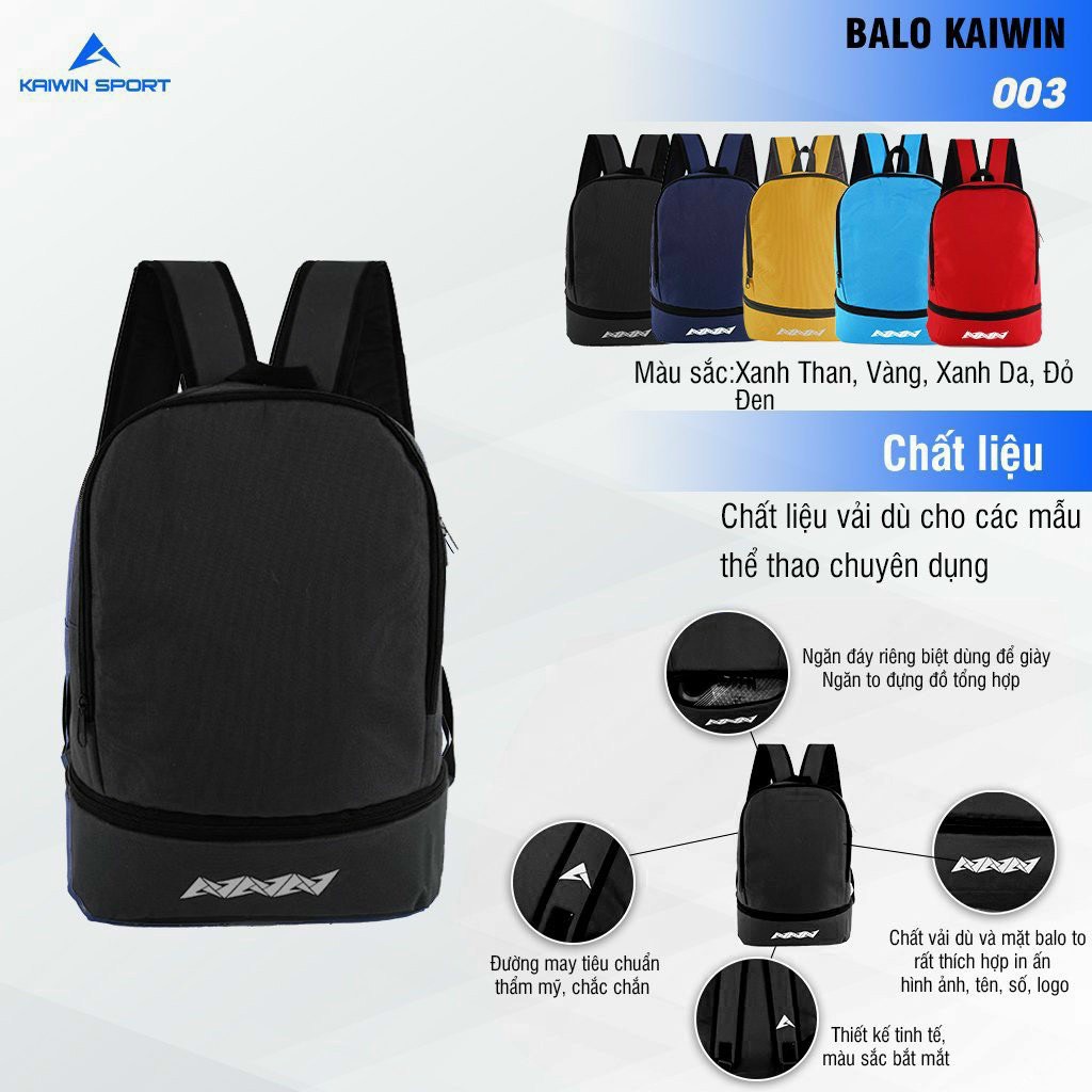 Balo kaiwin di chuyển đi chơi đá bóng bóng chuyền tenis tập gym thể thao