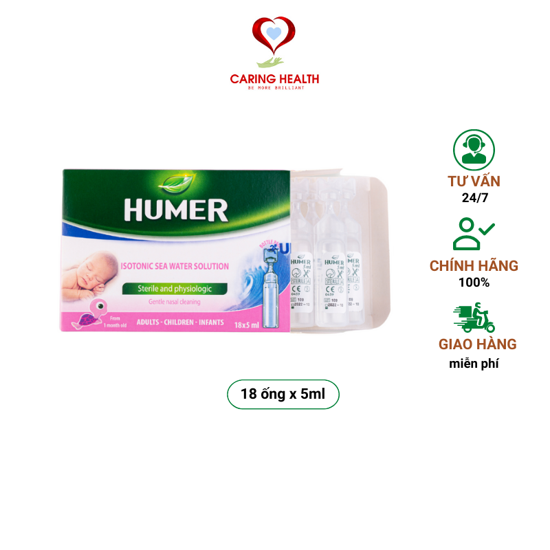 Dung dịch vệ sinh mũi trẻ sơ sinh Humer Unidose - dạng ống nhỏ tiện lợi
