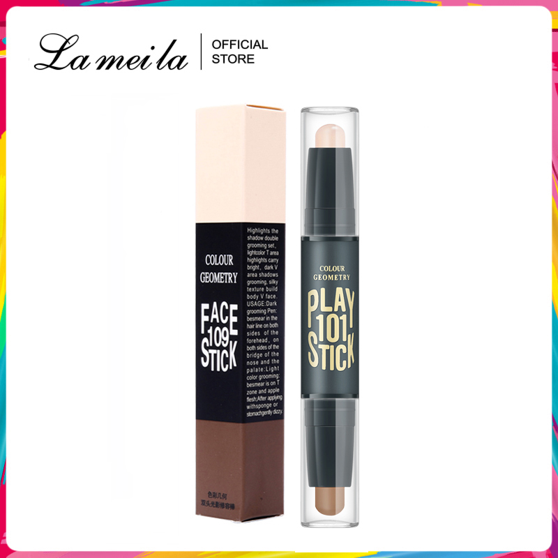 Lameila Bút phấn hai đầu tạo khối lấp lánh và che khuyết điểm cho khuôn mặt