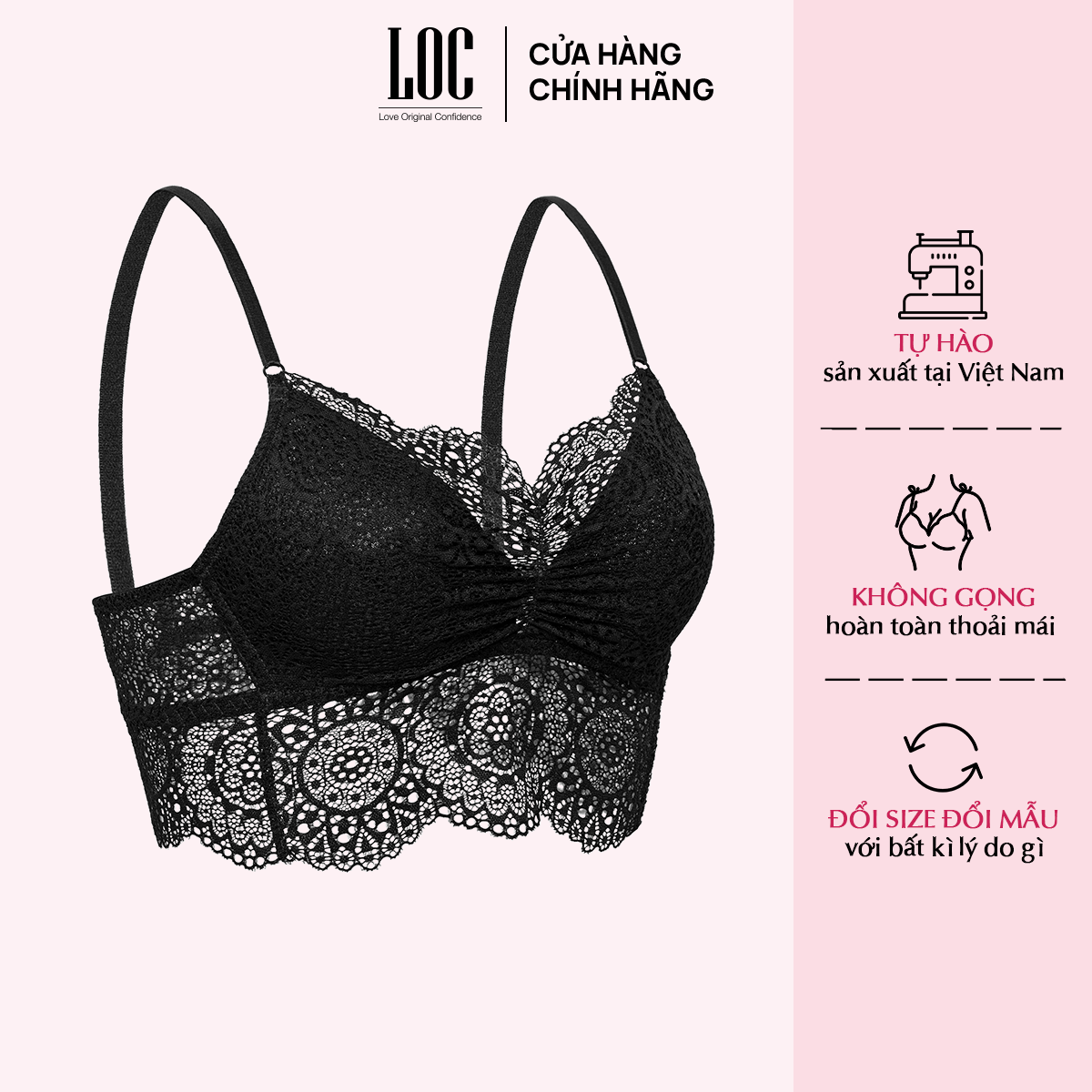 Áo ngực không gọng ren cổ đổ loc bcc1trcđ