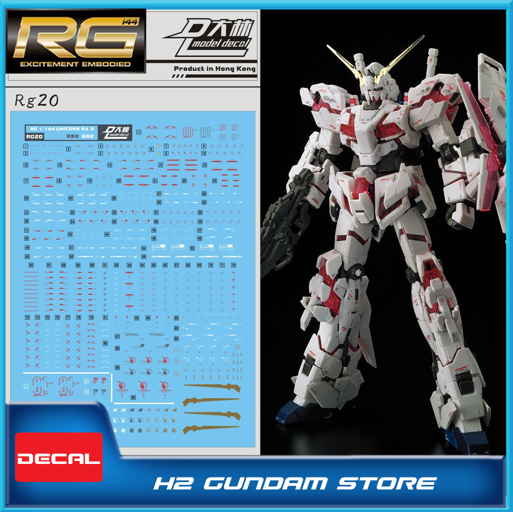 Decal nước cho mô hình RG 1/144 Unicorn Gundam
