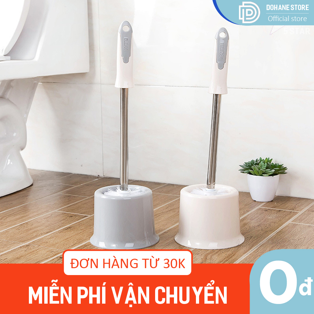 Cây chà bồn cầu, chà nhà vệ sinh, toilet có hộp đựng cán inox 304 không gỉ, lông chải đều và cứng tay cầm chắc chắn 5STAR