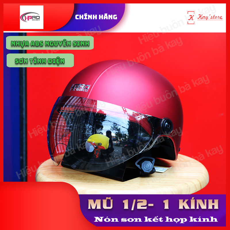 Mũ - Nón bảo hiểm sơn xe máy đẹp có kính giá rẻ chống nắng, uv, bụi cho nam và nữ - HPPro