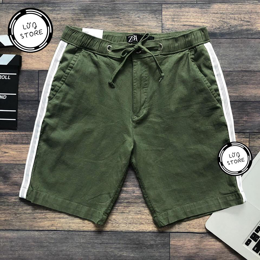 Quần short nam lưng thun trơn LỬNG STORE màu xanh lục - LT22