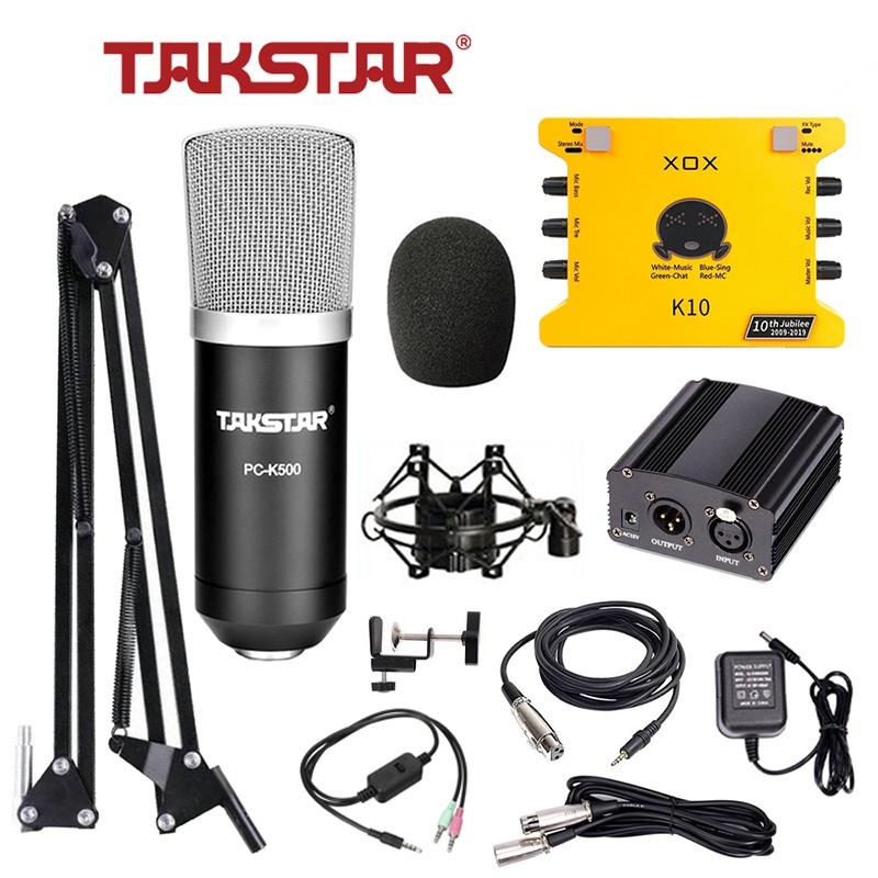 Combo mic thu âm chuyên nghiệp - Micro Takstar PC K500, Soundcard K10/KS108 ,nguồn 48v và đầy đủ phụ kiện[BH 1 NĂM]